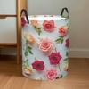 1pc Rose Pattern Laundry Basket | Round Canvas Basket with Handles for Easy Transport, Suitable for Storing Clothes And, Ideal for Bedroom, Bathroom, 