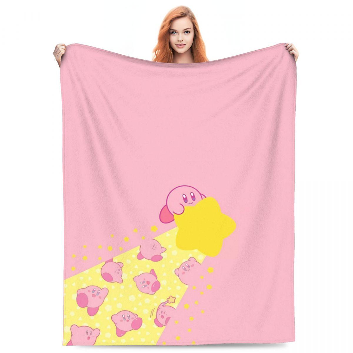 

Kirby Stars Lights Warm Blanket Travel Office Plush Bedding Throws Funny Couch Chair Flannel Bedspread Sofa Bed Cover 75x90cm