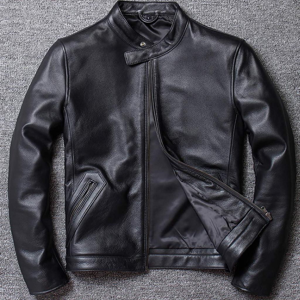 Genuine Leather Biker Motorcycle Business Cowhide Leather Winter Sheepskin Lambskin Leather Size [NBLL] Men's Jacket, Jacket, Coat, Jacket, Coat,