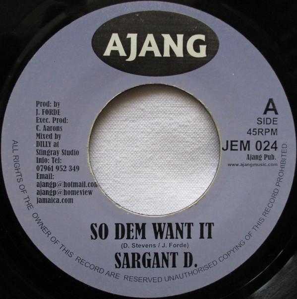 

7-дюймовая пластинка SARJANT D FIRE FLY So Dem Want It Эта для тебя JEM024 Ajang UK Reggae Ska Dub Б/у