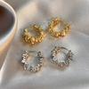 Stainless Steel Irregular Wavy Pleated Hoop Earrings for Women Girls Personality New Charm Ear Loops Jewelry Accessories Gifts