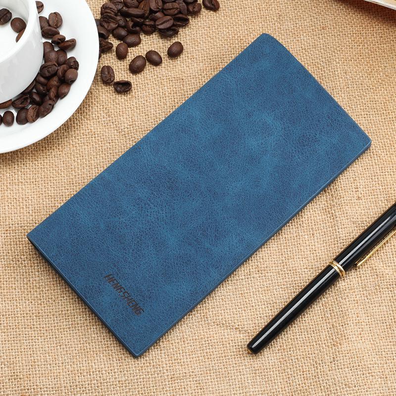 Hengsheng Men's Vintage Long Thin Matte Leather Wallet