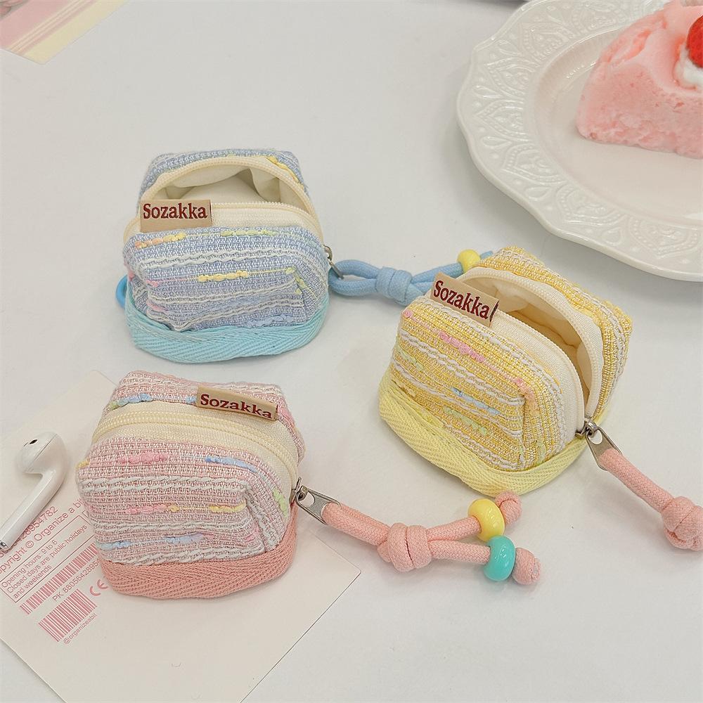 Portable Wireless Bluetooth Earphone Protective Case Soft Cloth Cover Fashionable Geometric Women's Keychain Bag China Origin