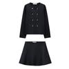 Autumn and Winter Simplicity Mini Skirt 4192134 Plain Stitch Double Breasted Silm Commuter Long Sleeve Crew Neck Coat 4192133