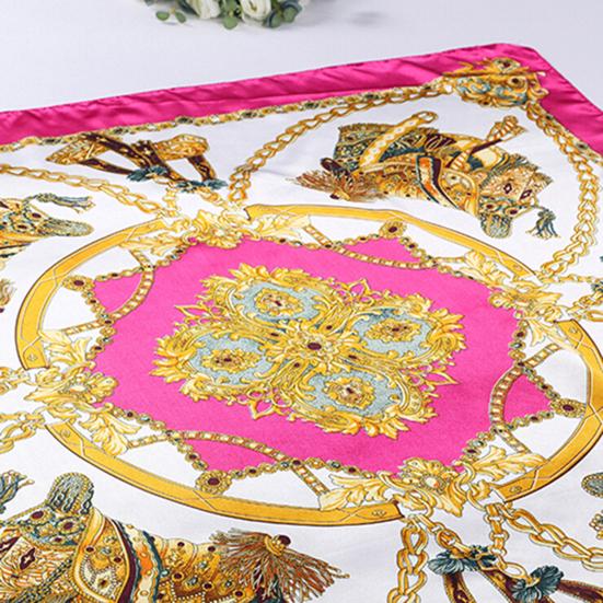 Scarf Comfortable Square Shape Satin Carriage Chain Scarves Shawl for Daily Life