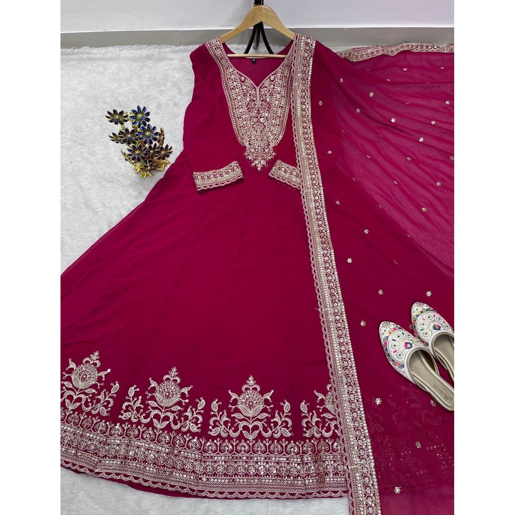 Indian Anarkali Gown with Dupatta Set Bollywood Party Wedding Wear Ethnic Suit