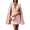 Elegant Polyester Spliced Short Dress With Vneck For Office Wear