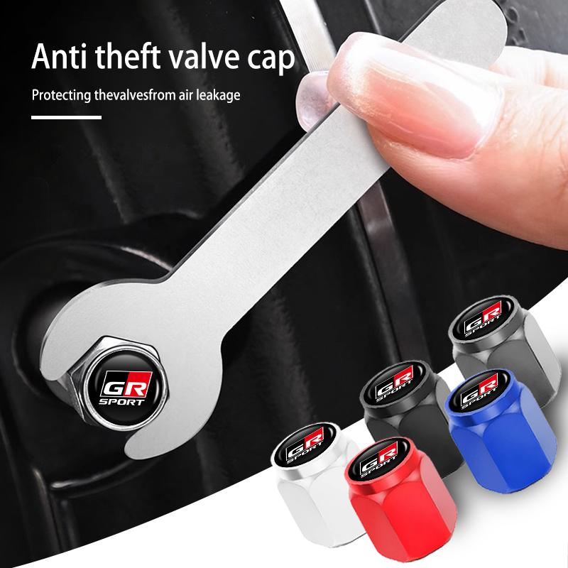 4PCS Car Wheel Tire Valve Stem Cap Airdust Cover Auto Decoration Accessories For Toyota Camry Highlander C-HR Hilux Vios Rav4