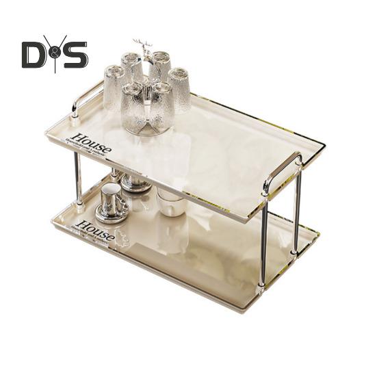 

Стеллаж для хранения вещей, органайзер для ванной комнаты, прочная конструкция, экономящая место, двухъярусный держатель для хранения вещей, органайзер для ванной комнаты S Dual Layer белый