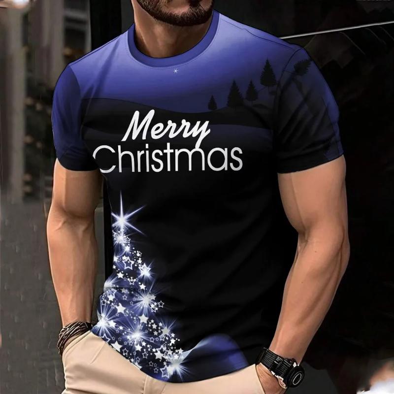 Fashion Men's Crew Neck Short Sleeve 3D Color Printing Casual Short Sleeve Crew Neck T-Shirt