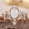 Luxury Ins Ladies Ring, Rhombus Lace Vintage Court Style Opal Band