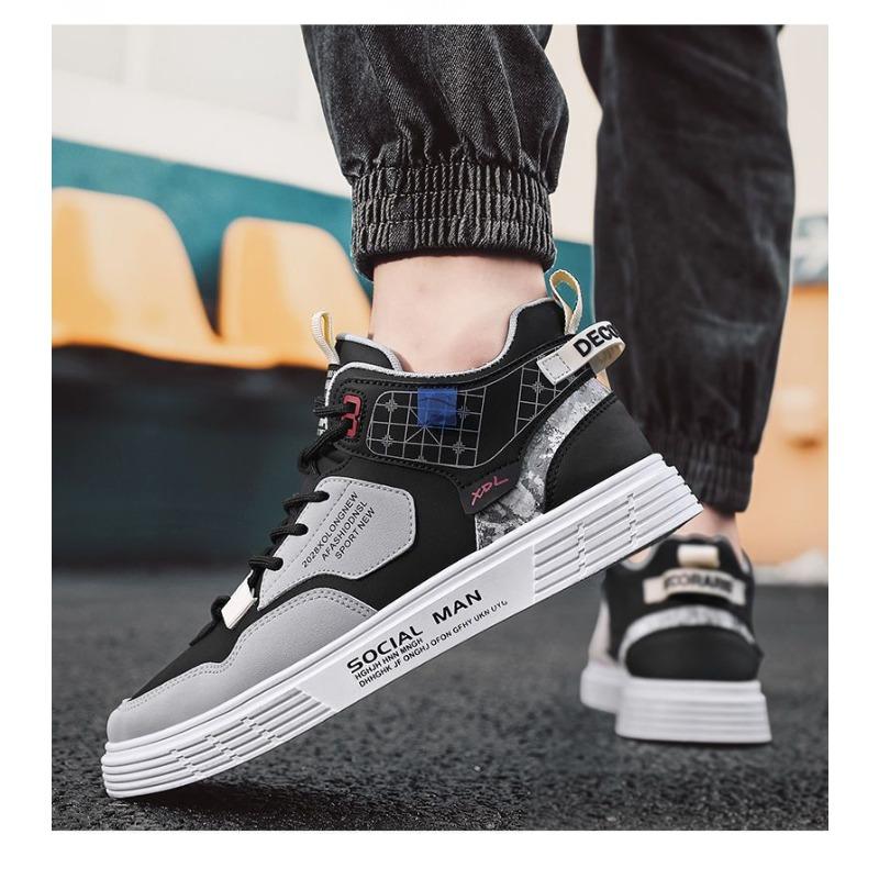 Men's Spring-Summer High-Top Flat-Soled Board Shoes, Trendy Versatile Casual Footwear For Students.