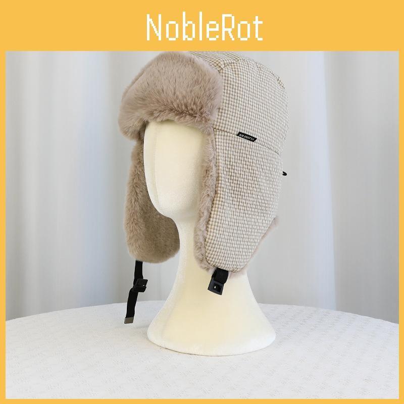 Lined Thick Fleece Plaid Cap With Windproof Features For Outdoor Skiing Cycling