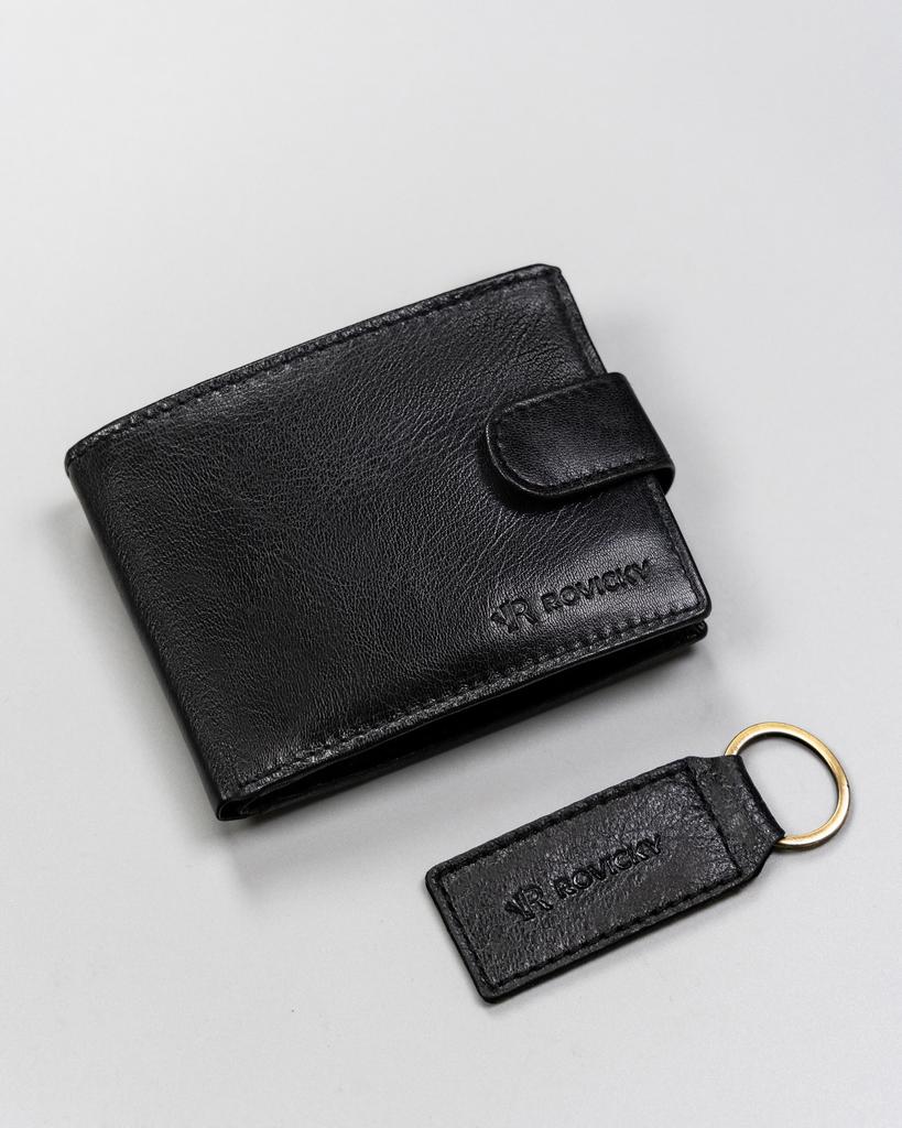 Gift set: men's leather wallet and keychain - Rovicky