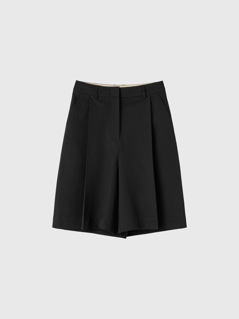 GENERALIDEA Pleated Bermuda Slacks [Black] / Gf1Lpt506
