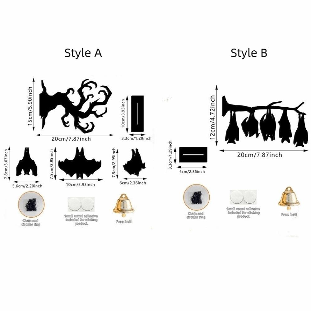 with Bell Inverted Branch Bat Wind Chime Spooky Hanging Door Bell Halloween Wind Chime Garden