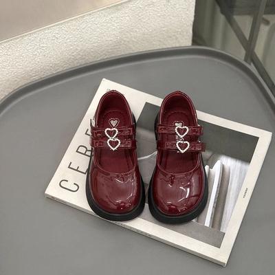 Kids Leather Shoes Black Glossy Girls Performance Dance Shoes Non-slip Hook&loop 2025 New Fashion Children Flat Shoes Soft Sole