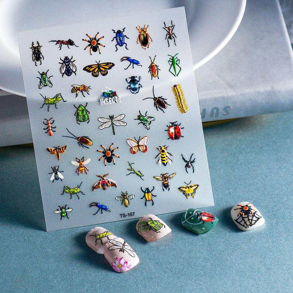 5D Embossed Dragonfly & Butterfly Nail Art Stickers with Insects & Ladybugs