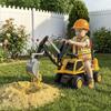 Ride-On Digger Excavator with Shovel, Steering Wheel, Rotatable Body, Adjustable Backrest, for Kids 1.5-3 Years, Yellow