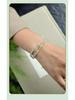 Fresh Hetian Jade & 925 Silver Double Circle Bracelet with Luck Beads