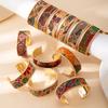 Geometric Oil Painting Metal Cuff Iron Openable Widened Bracelets  Fashion