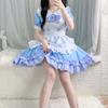 Dress Cosplay Anime Costume, Soft Girl, Cute, Blue and White Maid Outfit