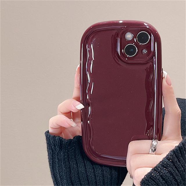 Korean Cute Candy Color Wavey The Soap Phone Case For Iphone 14 13 12 11 Pro Max Plain Glossy Oval Shockproof Soft Cover Funda