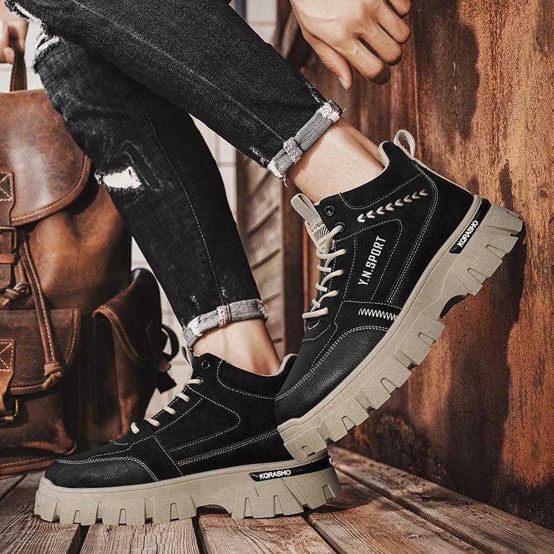 Fashion New Men's Tooling Shoe Outdoor Snow Boots Casual Sports Ankle Winter Popular Model Non-slip Waterproof Mans Boot Hard-wearing