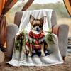 Chrismas Dog Flannel Blanket Soft Warm All-Season Throw, Design for Camping, Car Travel, Hiking Sofa, Bed, Office Perfect Gift for Parties