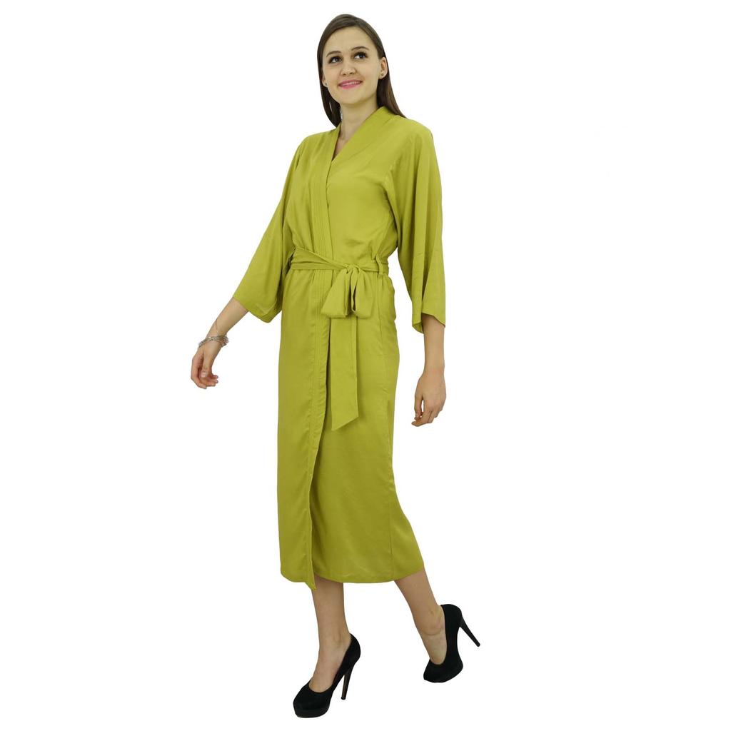 Bimba Women Long Solid Belt Robe Soft Modal Cotton Wrap Round Plain Bath