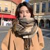 Checkered Printed Thick Women'S Shawl Paired With Tassel Shawl Casual Scarf