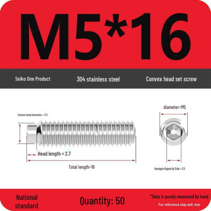 304 Stainless Steel Cup Point Grub Screw - Sizes M3 To M10