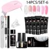INCONTRARE ATTRAVERSO 14 Pz Set di gel UV poli Kit gel per unghie Crystal Builder Gel colorato trasparente con lampada Gel Smalto per unghie per l'estensione delle unghie