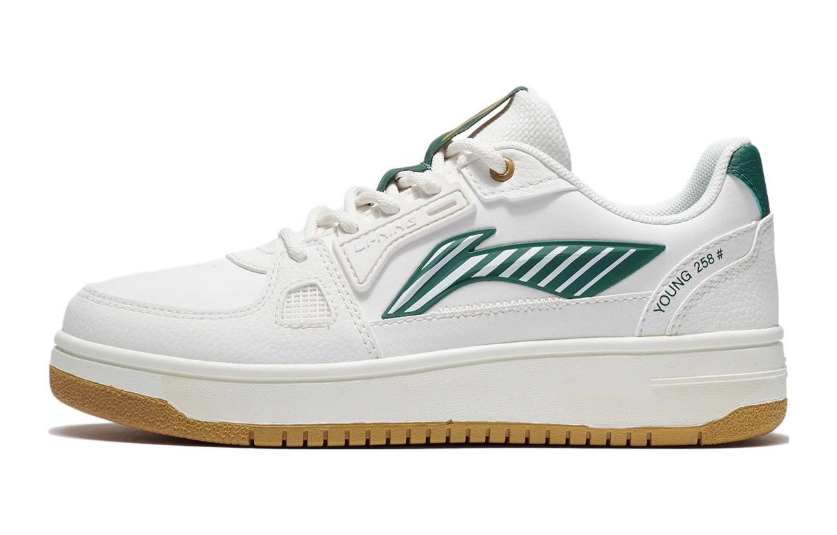 Li Ning YOUNG Synthetic Leather Cushioning Rebound Low top Kids  Skateboarding Shoes White Green YKCS096-3 31