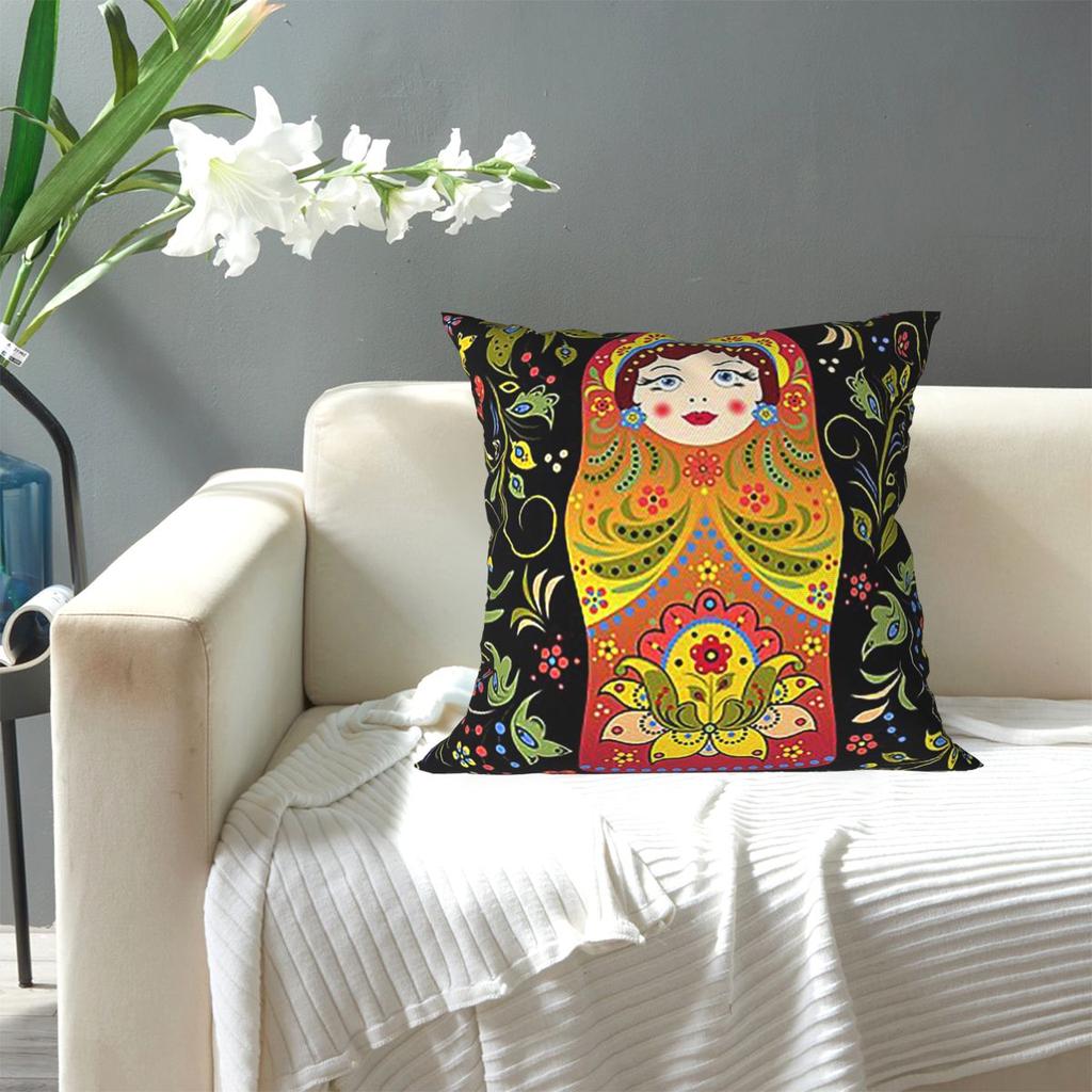 Russian Doll Matryoshka Square Pillowcase Pillow Cover Cushion Zip Decorative Comfort Throw Pillow for Home Bedroom