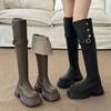 Two wear thick-soled long boots over the knee, children's season thick-heeled velvet boots
