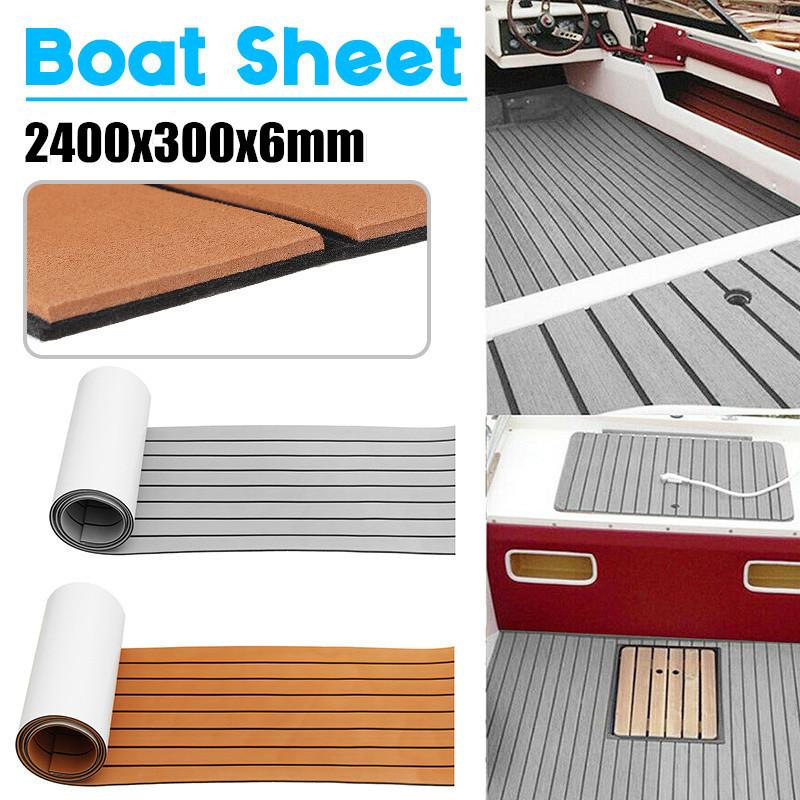 2400x300x6mm Boat Self-Adhesive Foam Teak Decking EVA Foam Yacht Marine Flooring Faux Boat Deck Sheet Accessories Brown