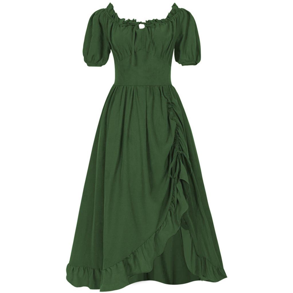 Women's Elegant And Beautiful Retro Drawstring Ruffle Dress