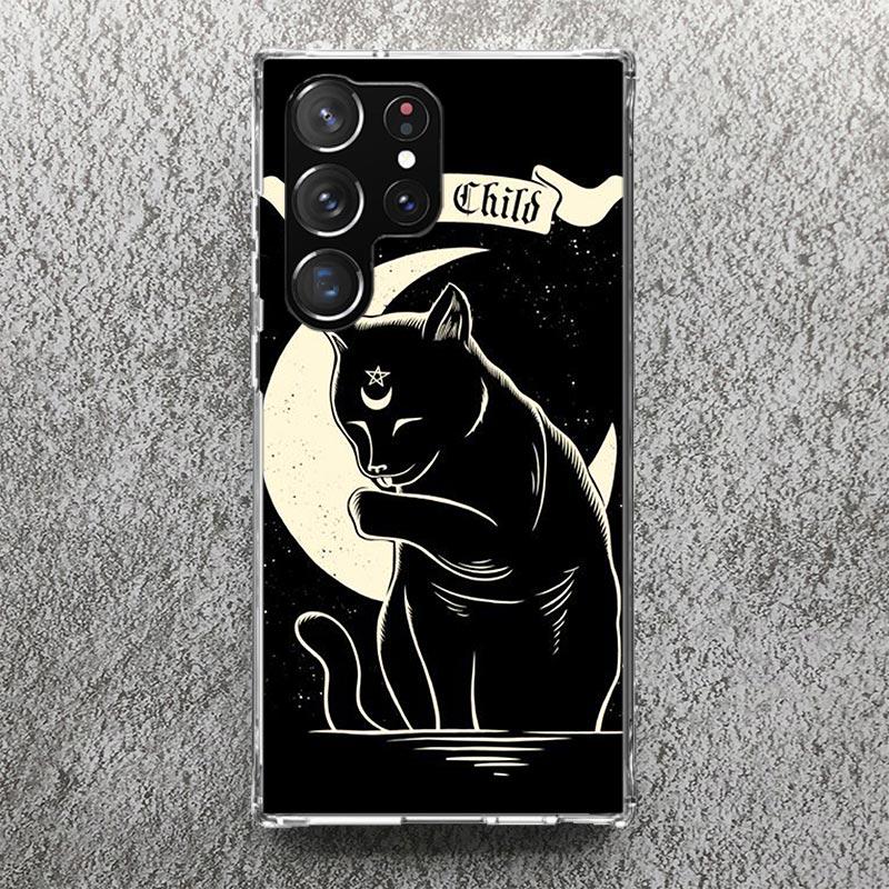 Witch And Cat Colorful Cute Phone Case For Samsung Galaxy S25 S24 S23 Ultra S22 Plus S21 S20 FE S10 + S25Ultra S24U Soft Cover S