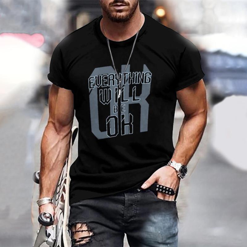 Men's T-shirt NEW YORK Alphabet Print Gradient Casual Comfy Short Sleeved Tees For Summer Oversized Men's Clothing Tops Outdoor