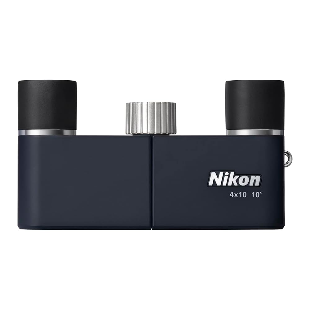 Nikon 4x10D CF Roof Prism Binoculars, 4x Magnification, 10mm Objective Lens, Dark Navy (Made In Japan)