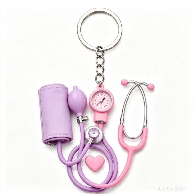Stethoscope Keychain Mini 2D Flat Cute Shape Medical Themed Nurse Bag Charm Exquisite Souvenir Gift for Hospital Workers