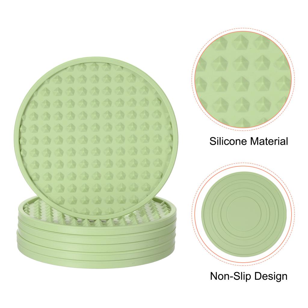 6pcs Silicone Drink Coasters with Holder Non-Slip Coasters Drinks Heat Resistant Cup Dish Drying Mat Tabletop Protection
