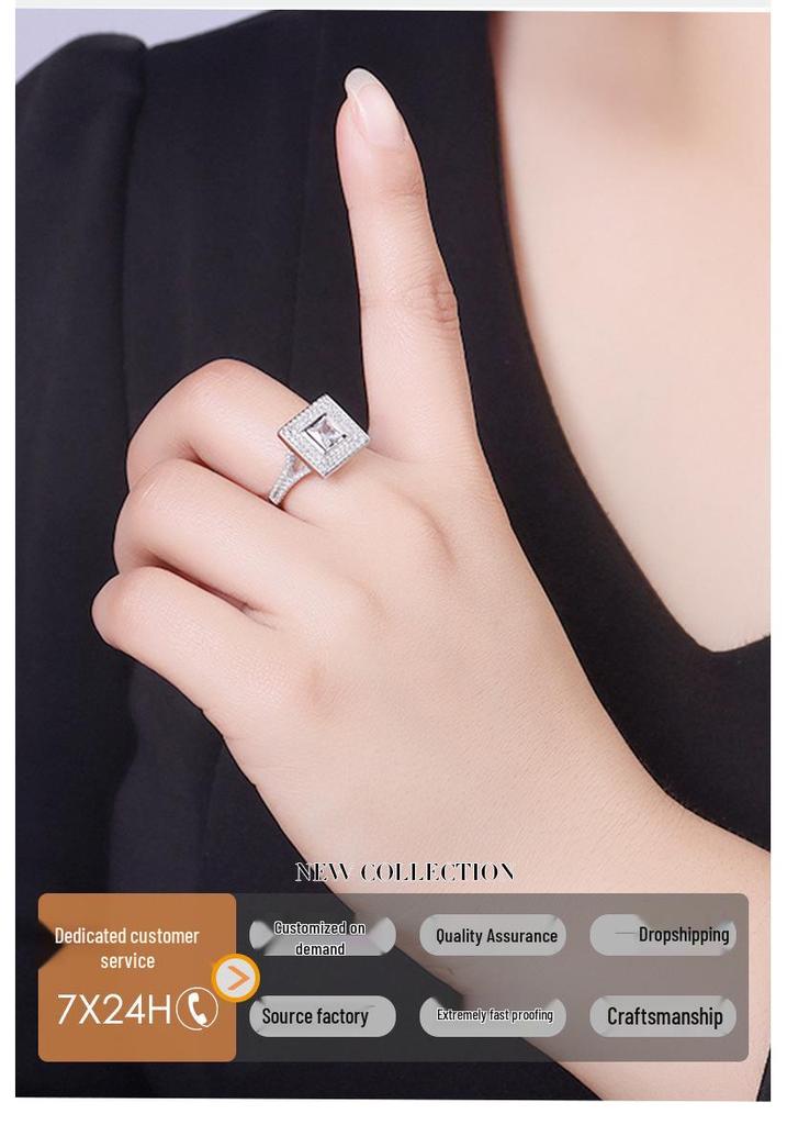S925 Silver Classic Luxury Moissanite Teardrop Ring for Women