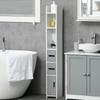 Tall Bathroom Cabinet White and Grey 15x17x120cm with 3 Doors and 3 Shelves