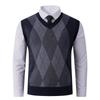 Men's V-Neck Knit Vest - Autumn/Winter Style, Sleeveless Casual Pullover for Middle-Aged and Young Adults