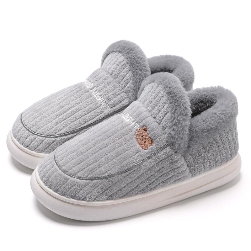 Cotton slippers men's winter bag heel indoor home warmth piled thick sole strap heel non-slip fluffy cotton shoes men's