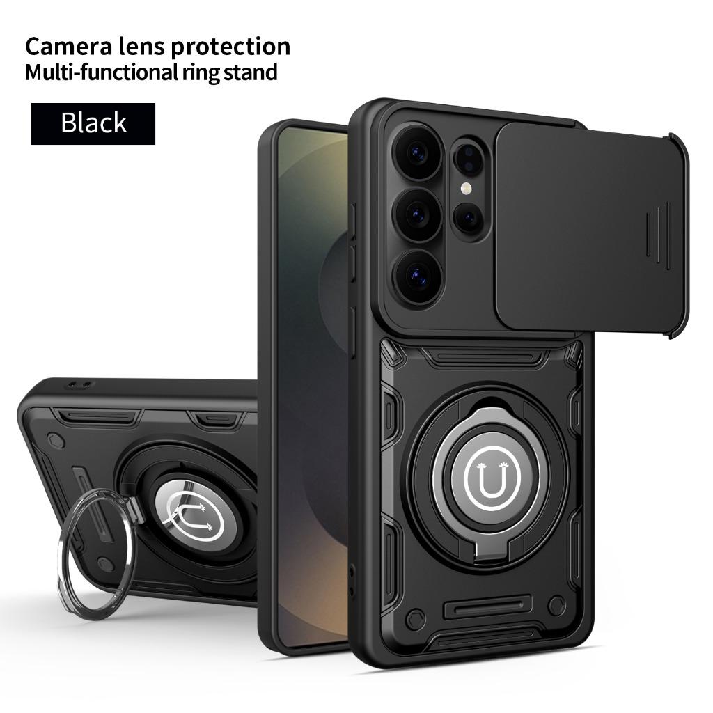 Magnetic 360° Ring Kickstand Phone Case with Slide Camera Cover For Samsung Galaxy S26 Ultra S25 Plus+ S24 FE A57 A37 A17 A07