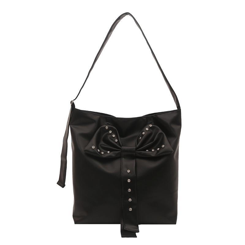 

Underarm bag summer new women s bag bow handbag fashion shoulder bag rivet messenger bag чёрный