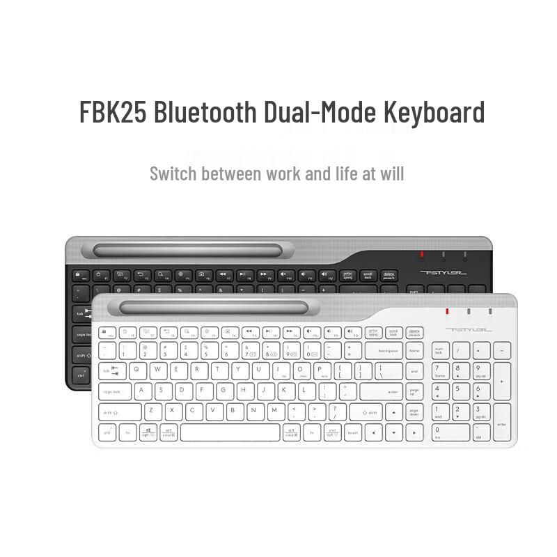 A4Tech FBK25 Ultra-Slim Silent Dual-Mode Wireless Bluetooth Keyboard